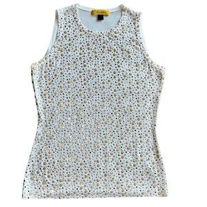 St. John Ivory Embellished Tank Top Size M